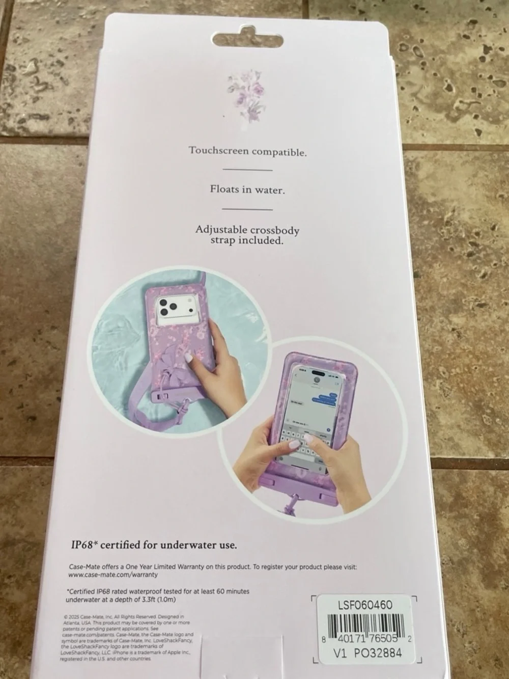 Loveshackfancy case-mate Lavender Floral Waterproof Phone Pouch
